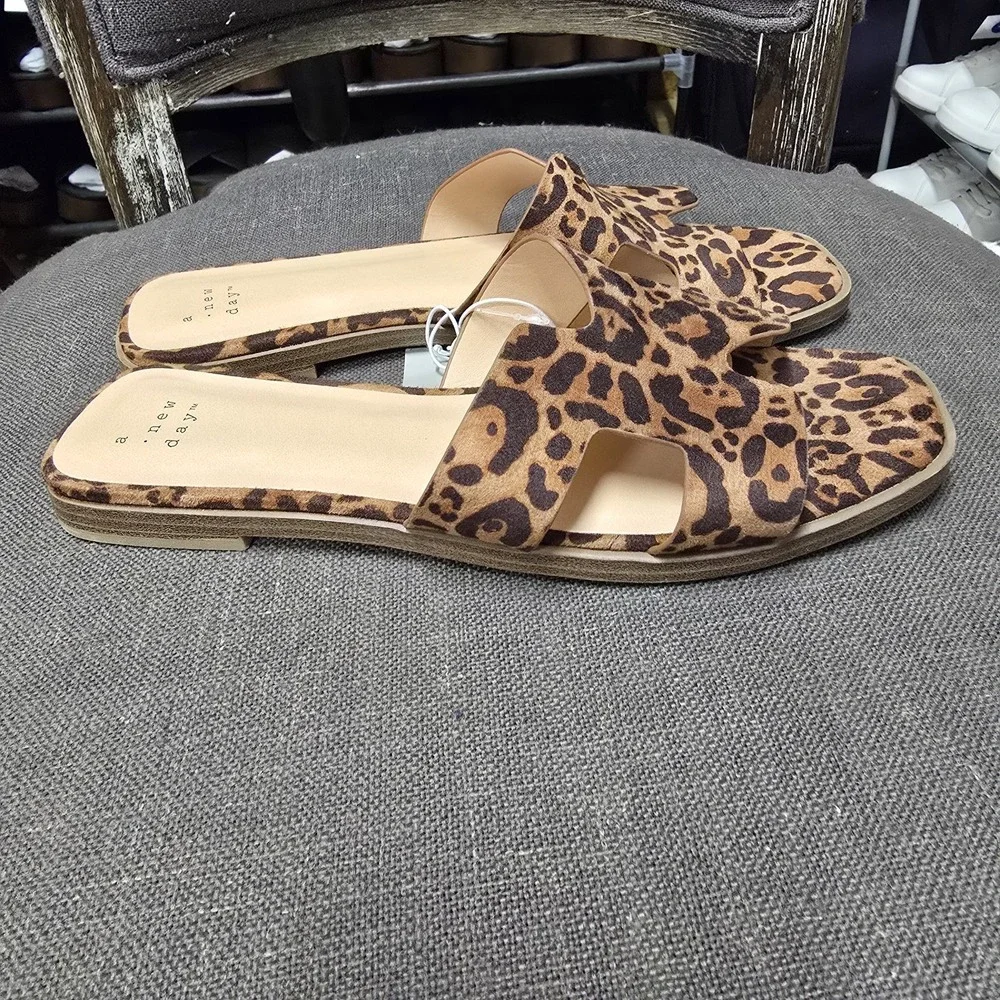 Womens Nina Sandals with Memory Foam Insole A New Day™ Brown Animal Print 11